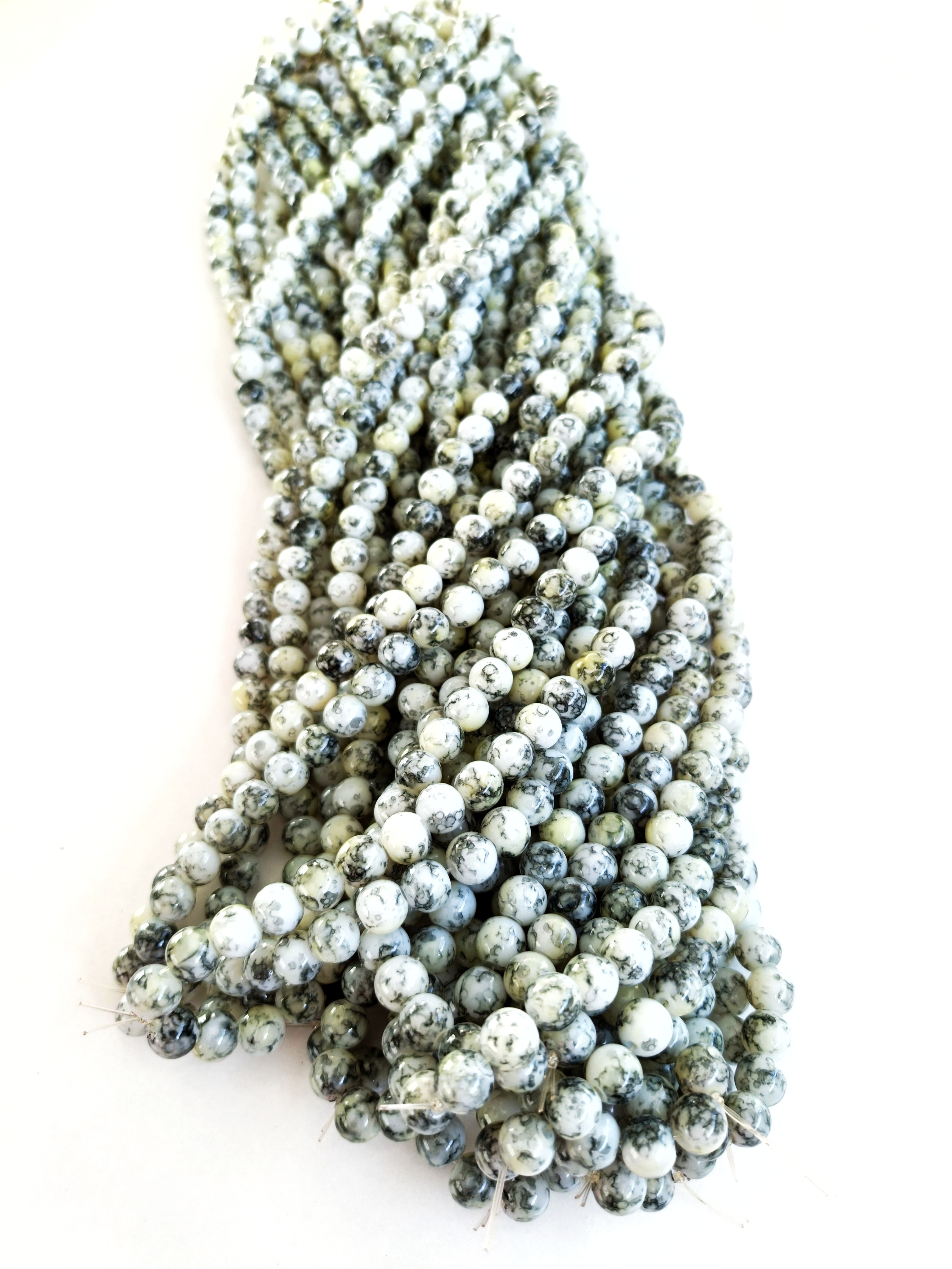 Alaca Yeşil 8mm. Dizi Cam Boncuk