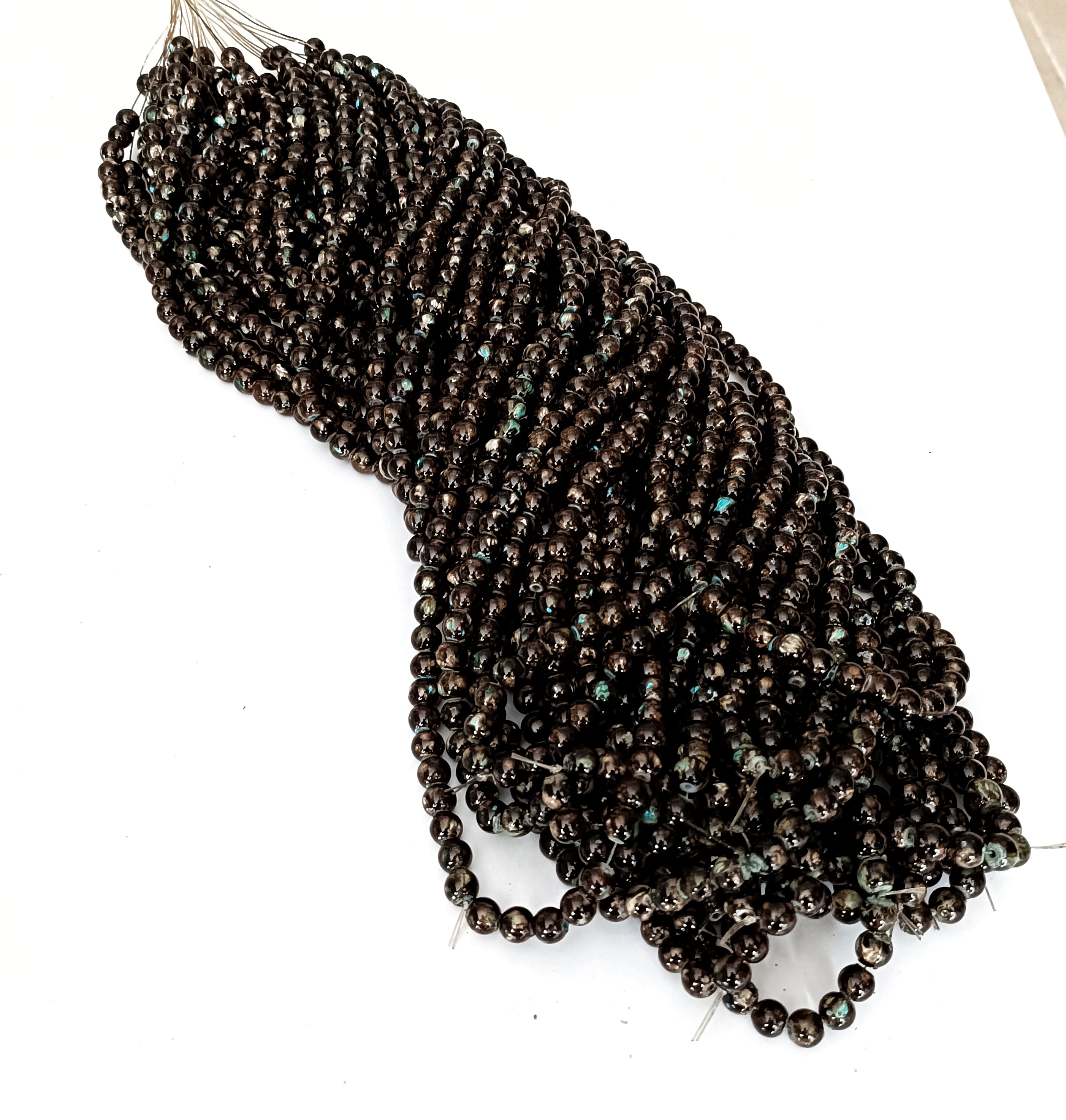 Kahve Desenli 8mm. Dizi Cam Boncuk