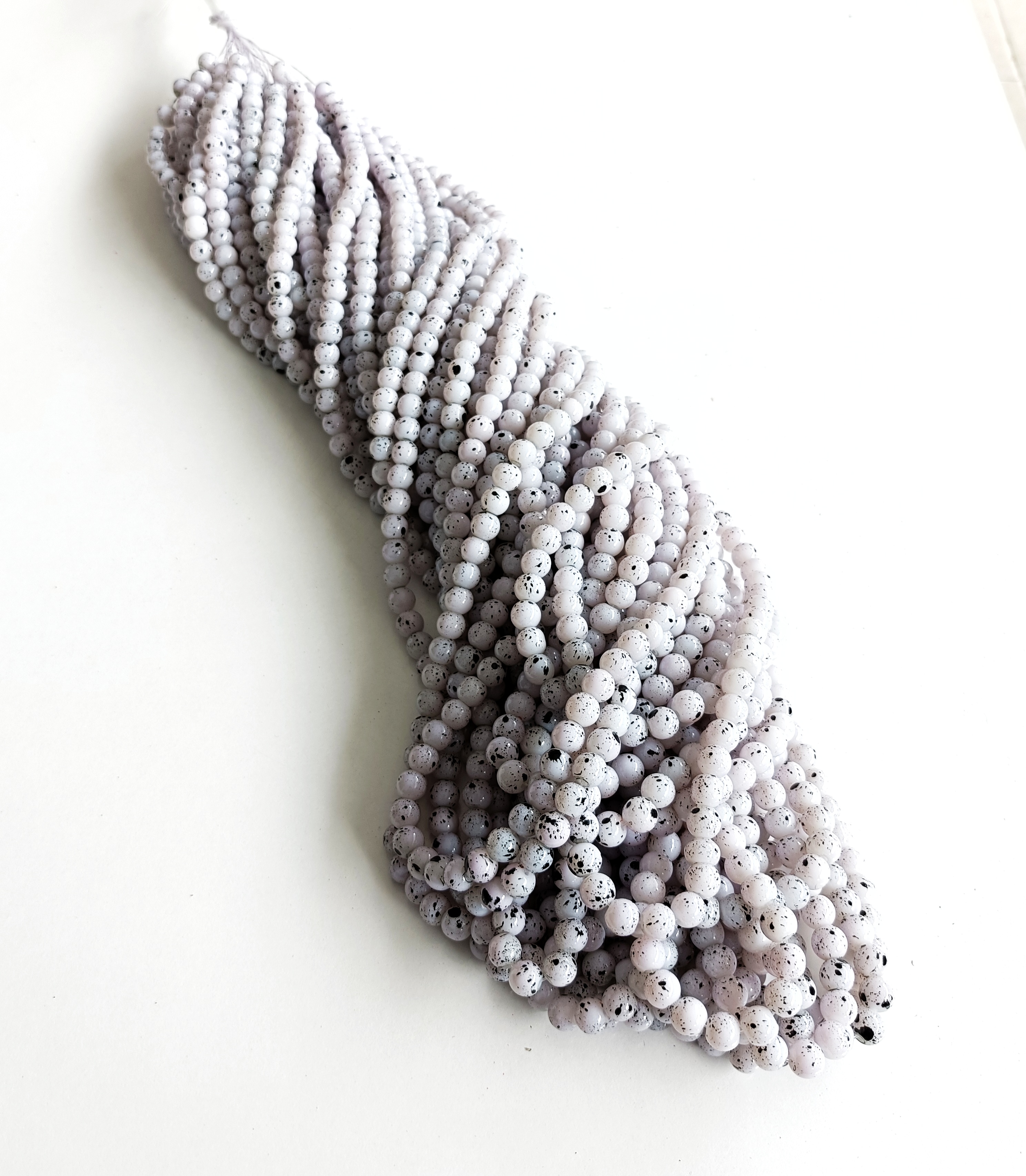 Soft Gri Desenli 8mm. Dizi Cam Boncuk