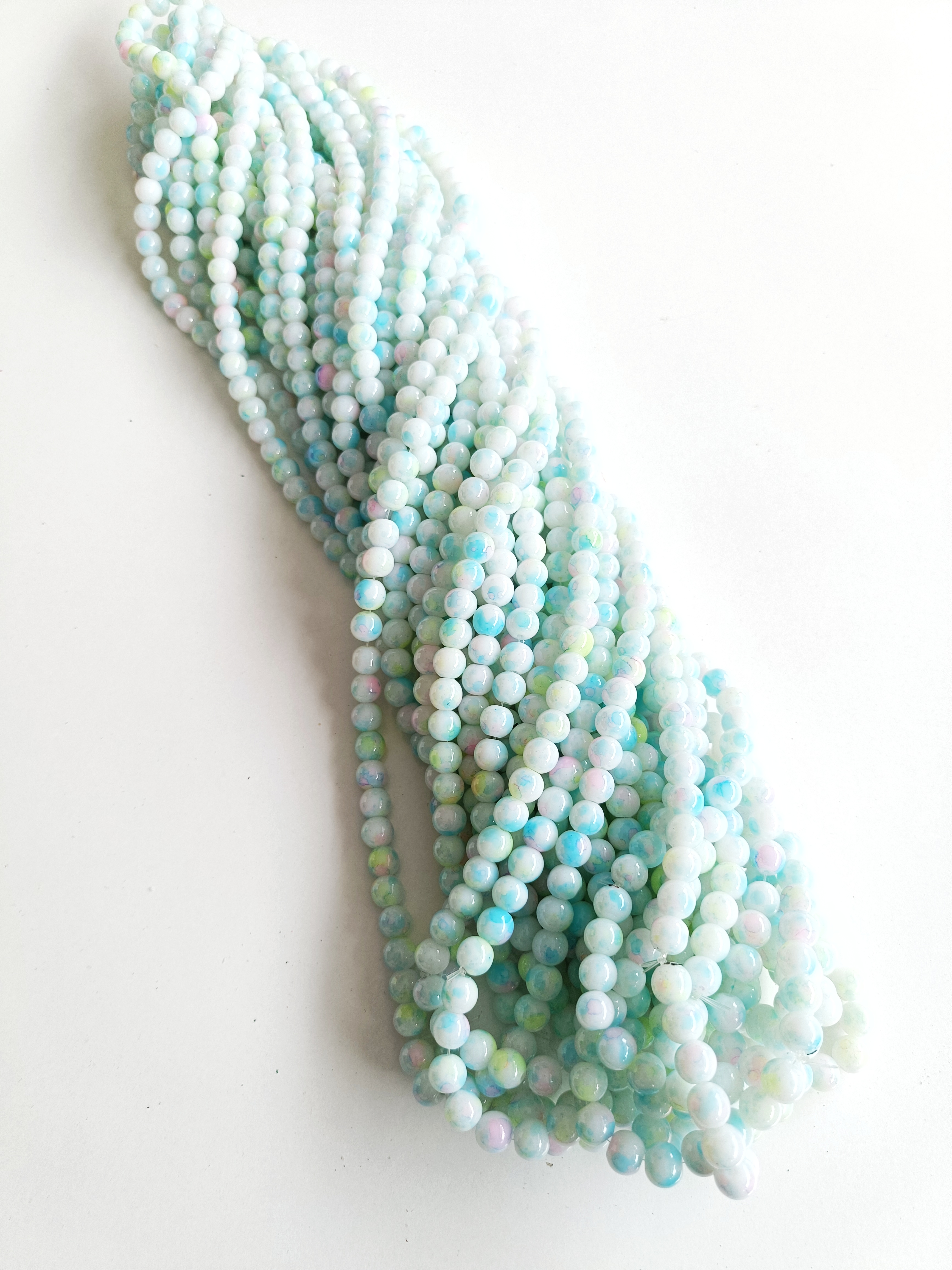 Alaca Uçuk Mavi 8mm. Dizi Cam Boncuk