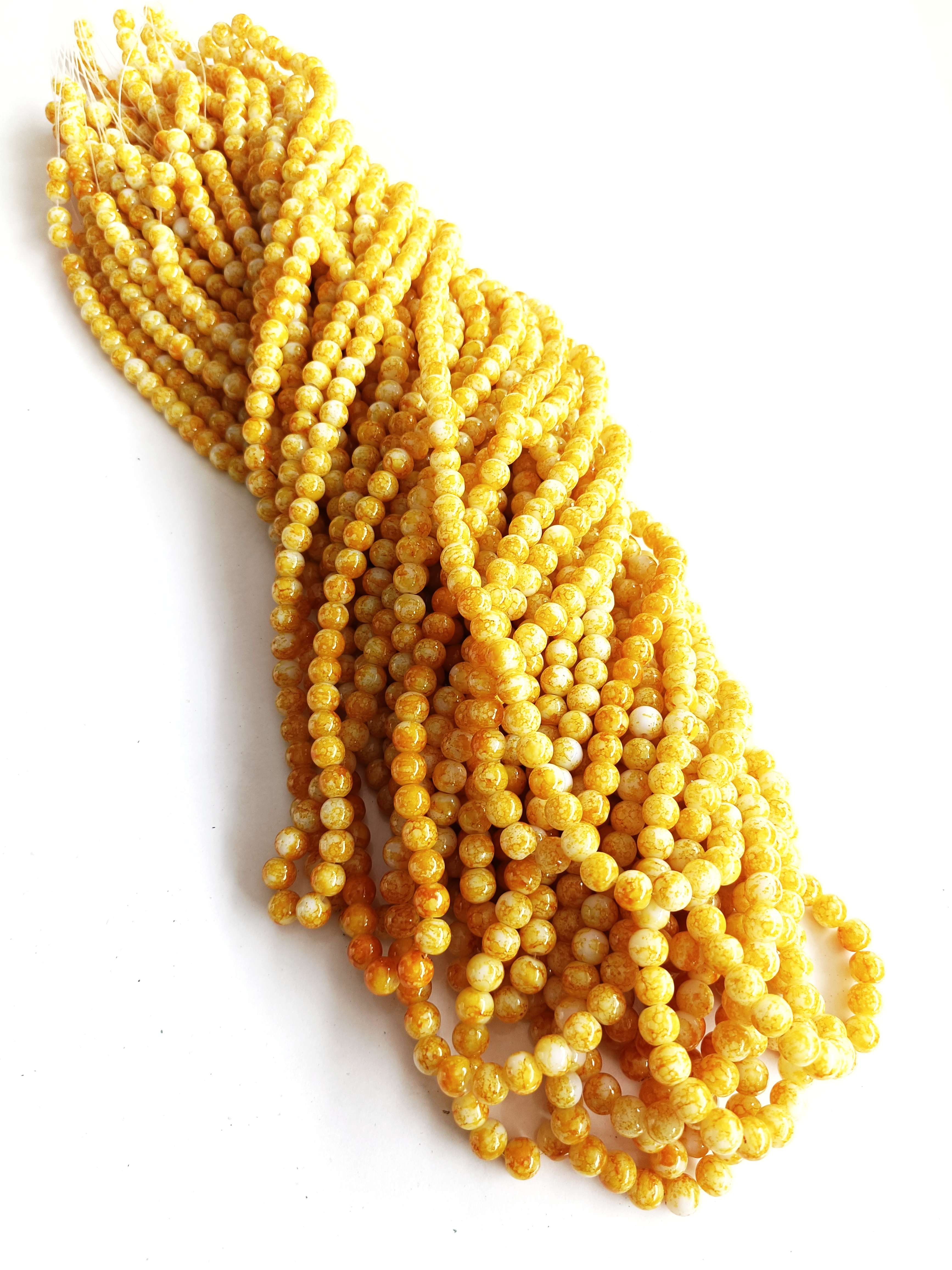 Hardal Sarı 8mm. Dizi Cam Boncuk