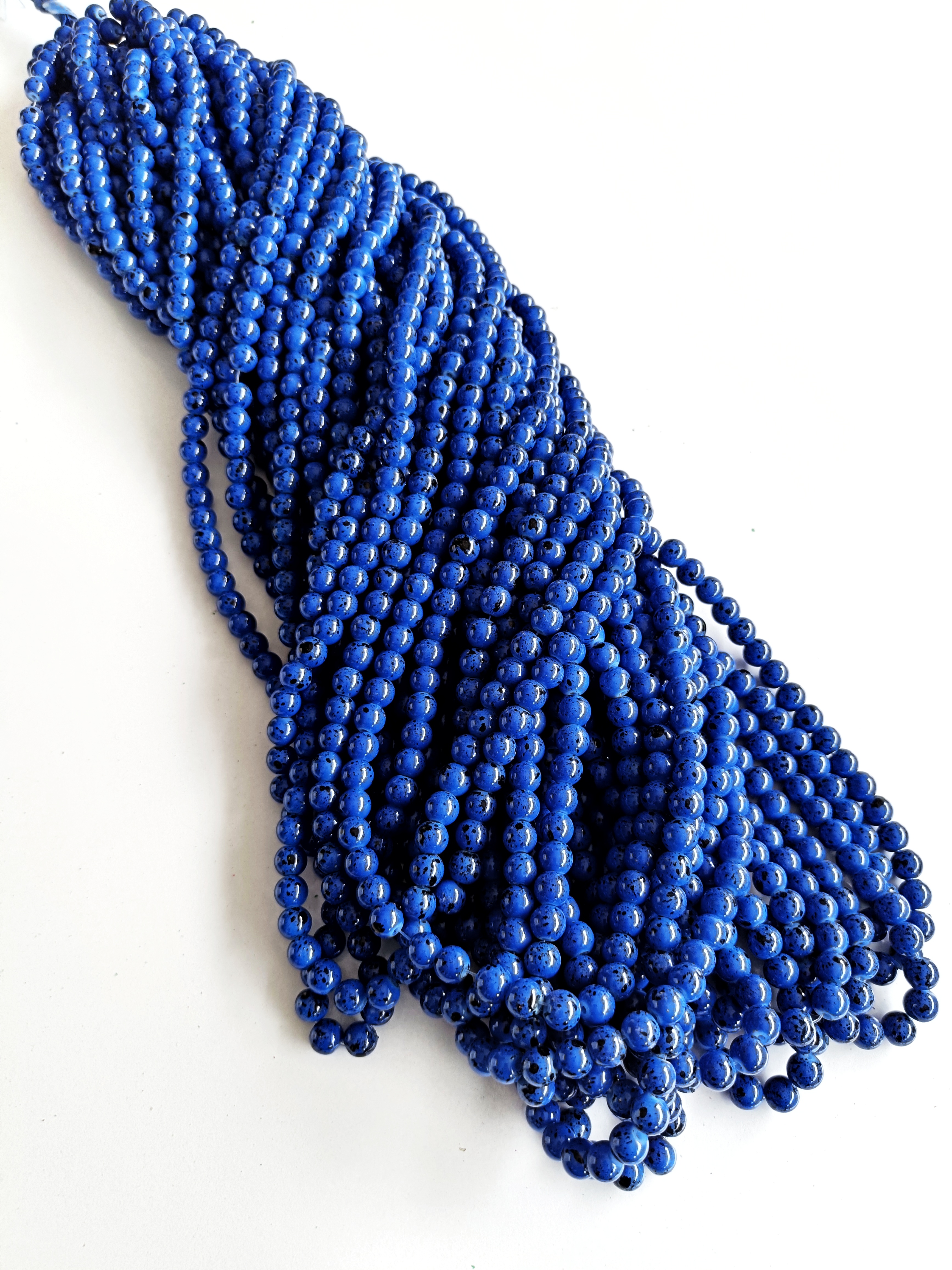 Lacivert Desenli 8mm. Dizi Cam Boncuk