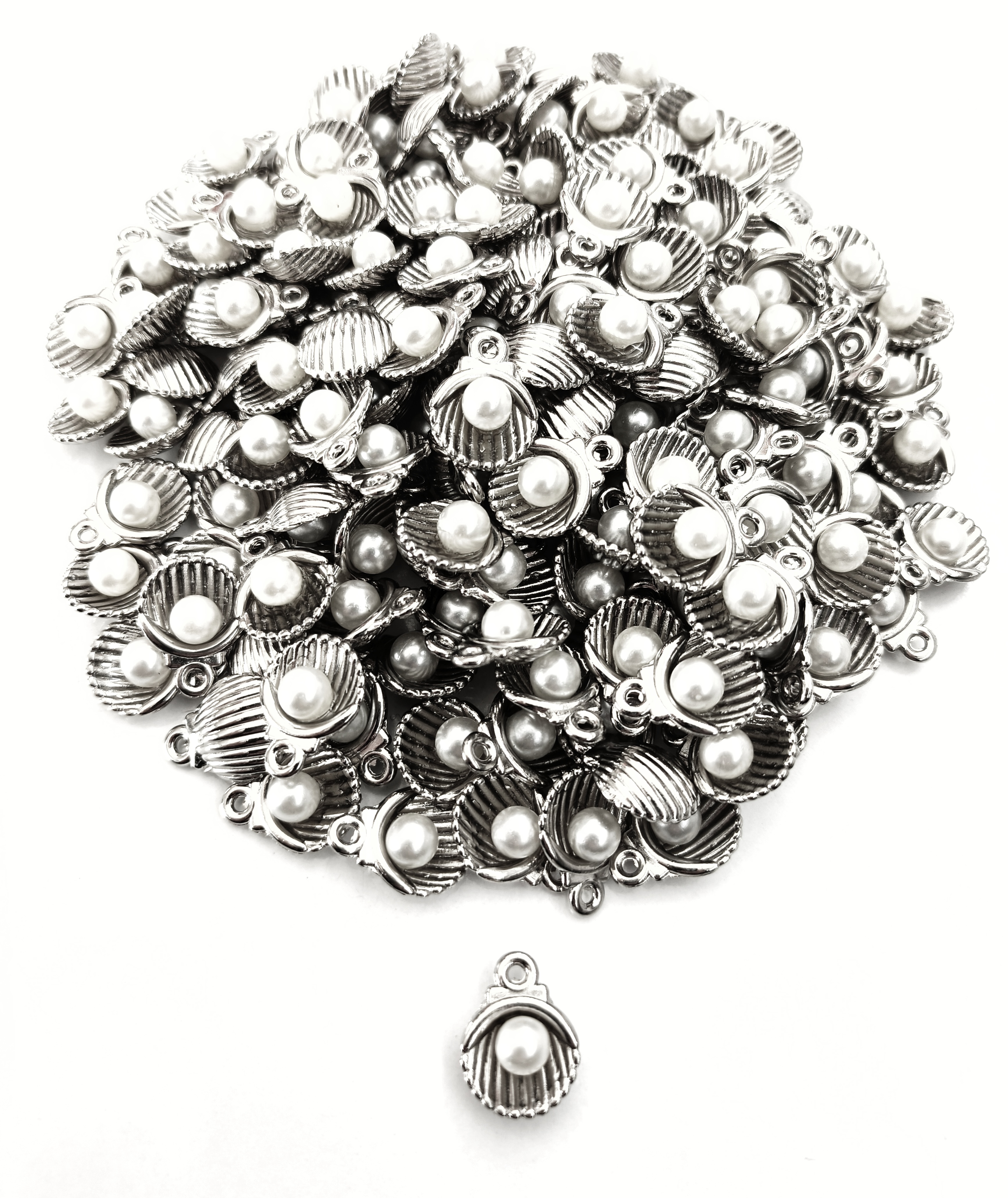 Silver İncili Midye Takı Uçları