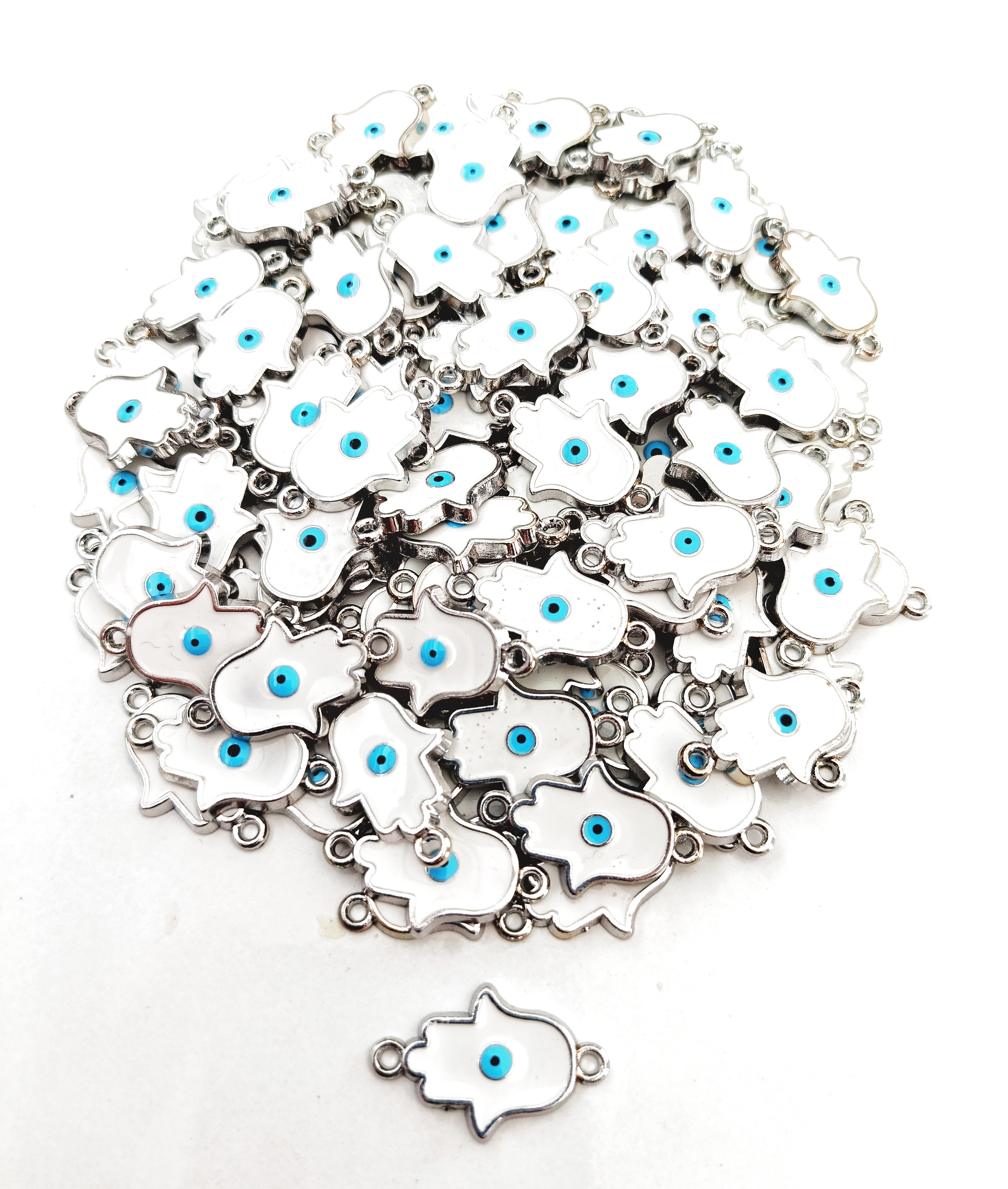 Silver Mineli Çift Kulp Fatma Ana Eli Takı Uçları