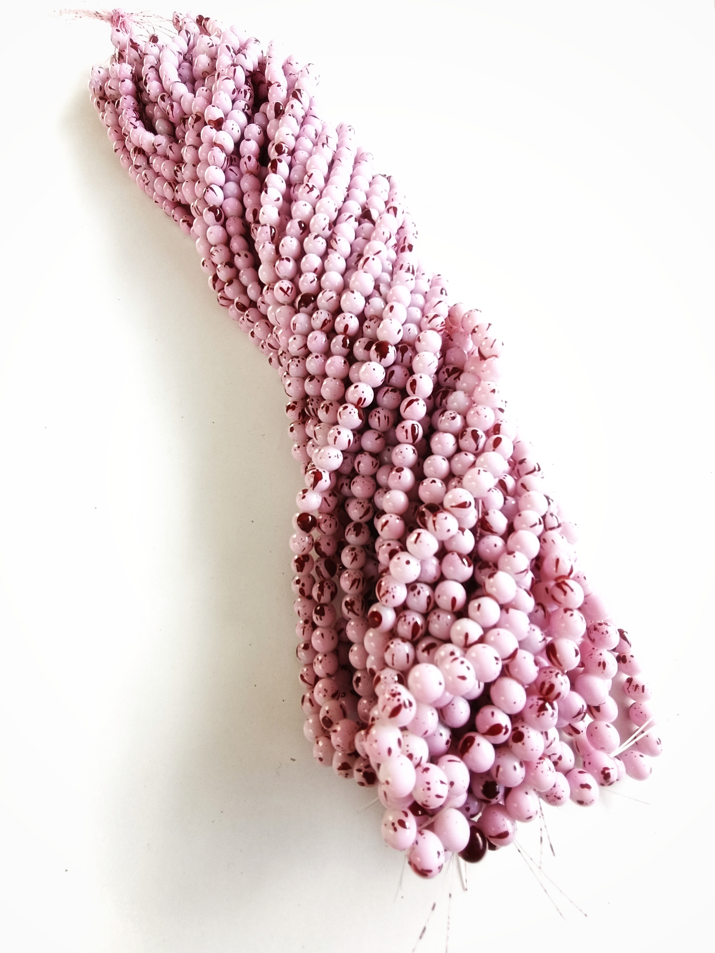 Alaca Pembe 8mm. Dizi Cam Boncuk