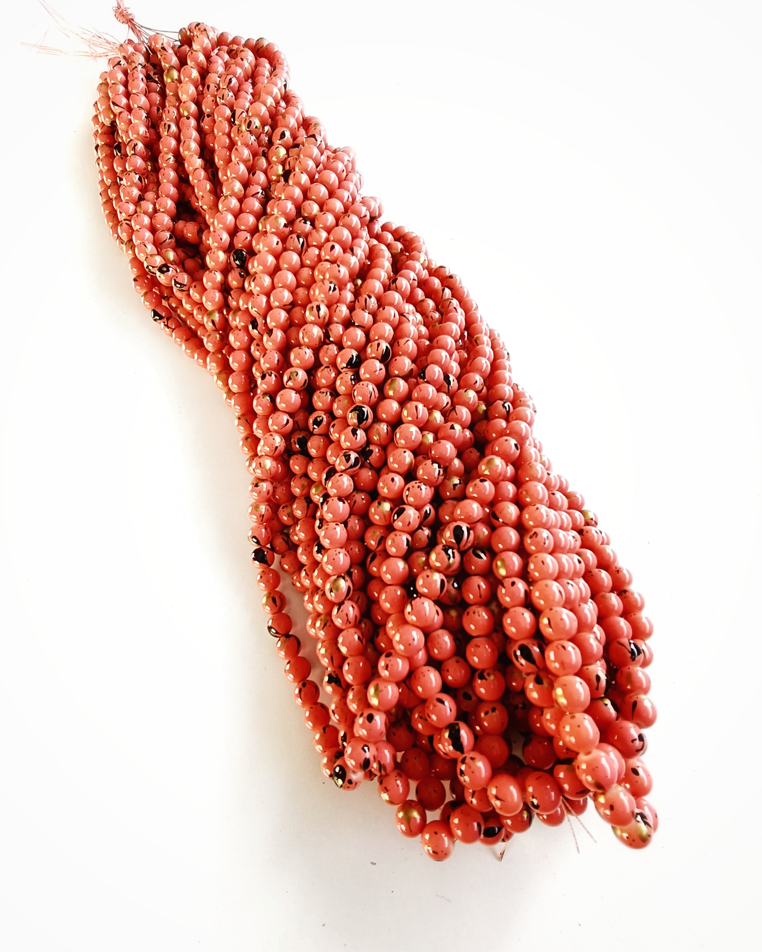 Mercan Yaldızlı 8mm. Dizi Cam Boncuk