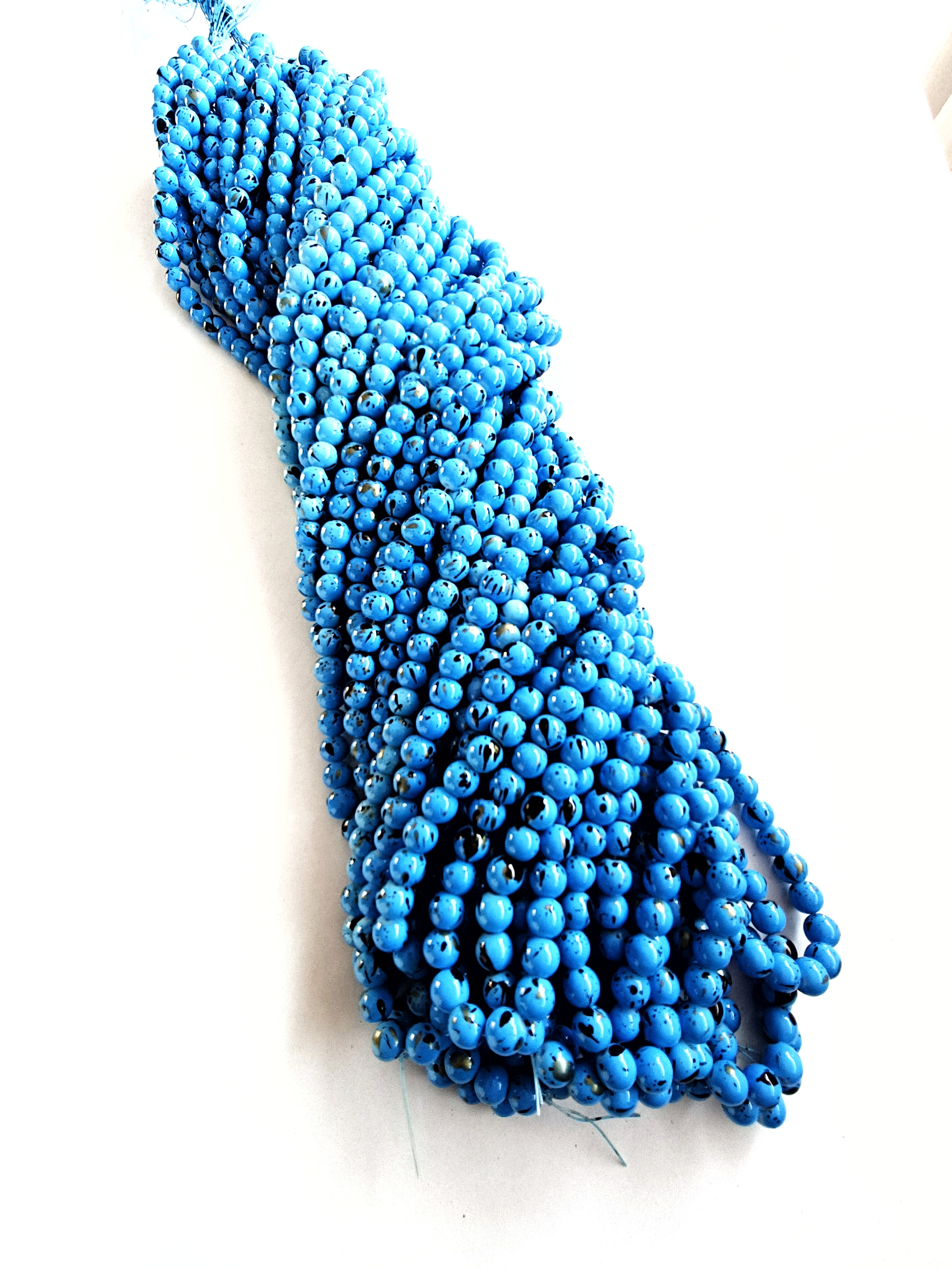 Mavi Yaldızlı 8mm. Dizi Cam Boncuk