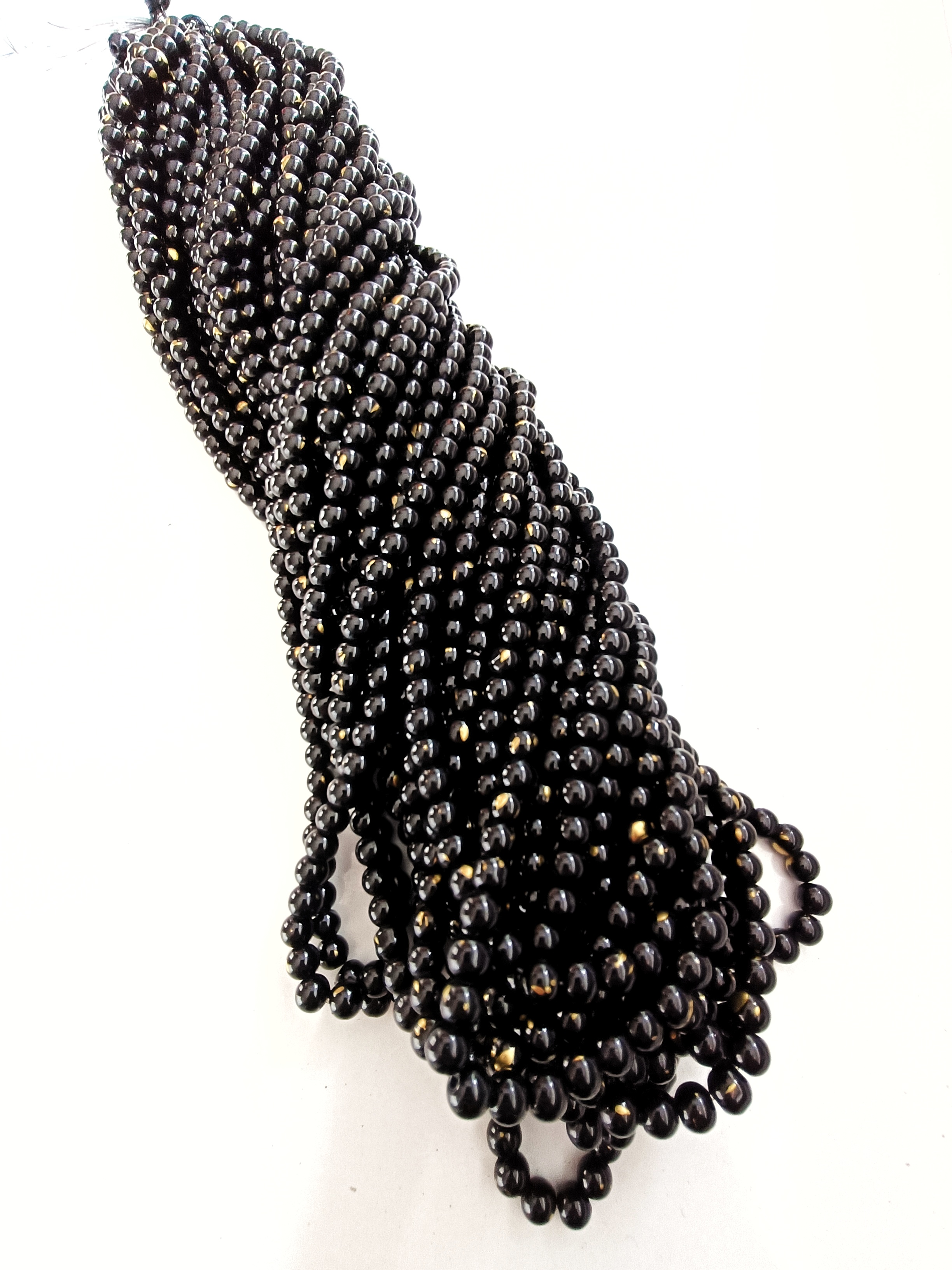 Siyah Yaldızlı 8mm. Dizi Cam Boncuk