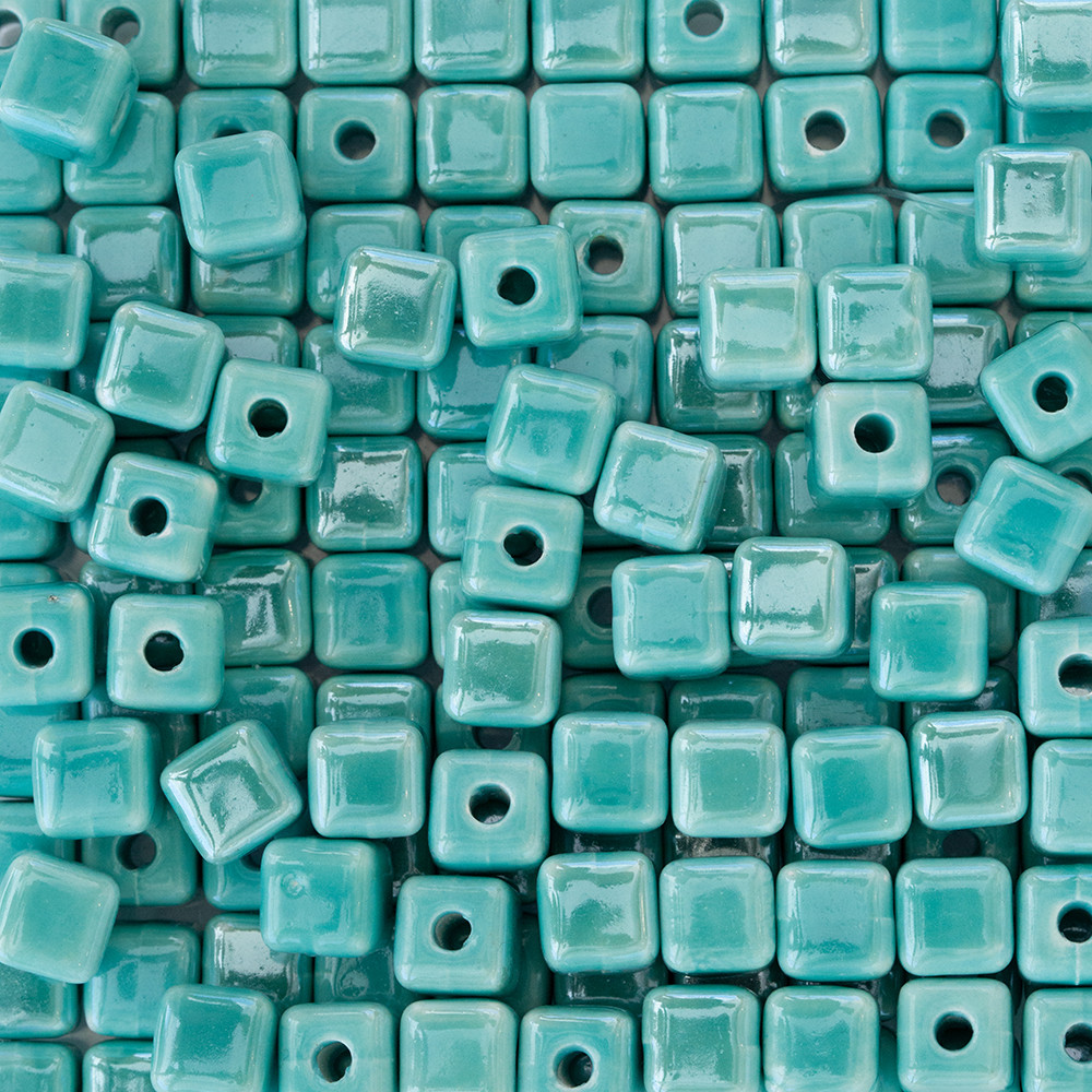 Yeşil Küp Seramik Boncuk Scb0009