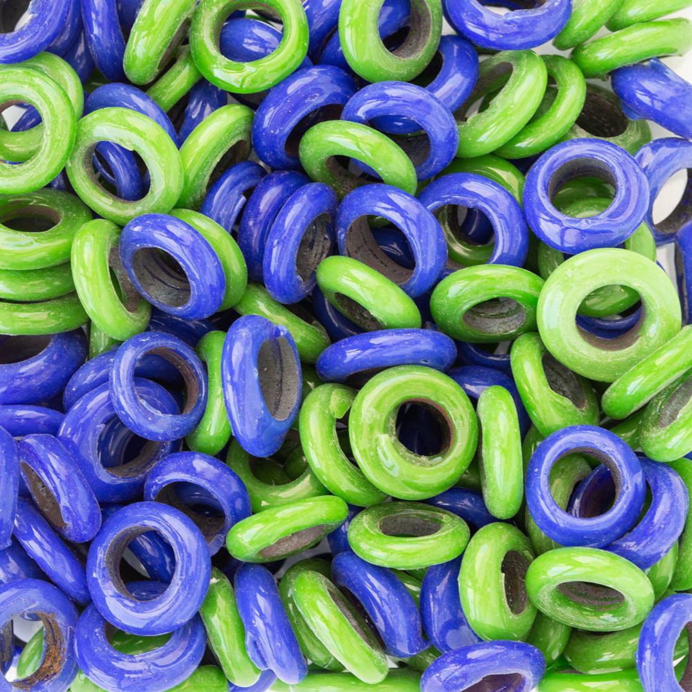 Yeşil-Lacivert Yuvarlak Halka Cam Boncuk Scb0012