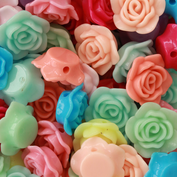  2cm Mix Gül Plastik Boncuk Pb019