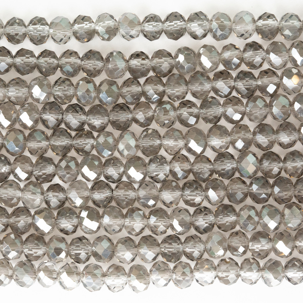 Şeffaf Koyu Gri 6mm Kristal Boncuklar Krs0189