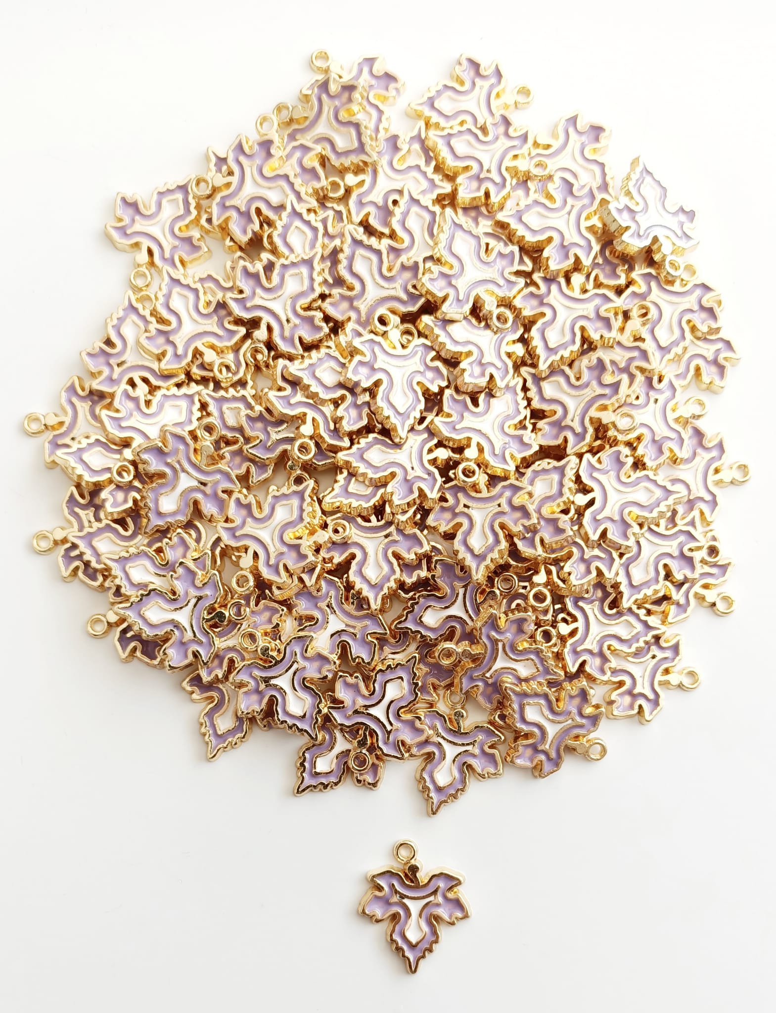 Mor Mineli Yaprak Kolye Ucu