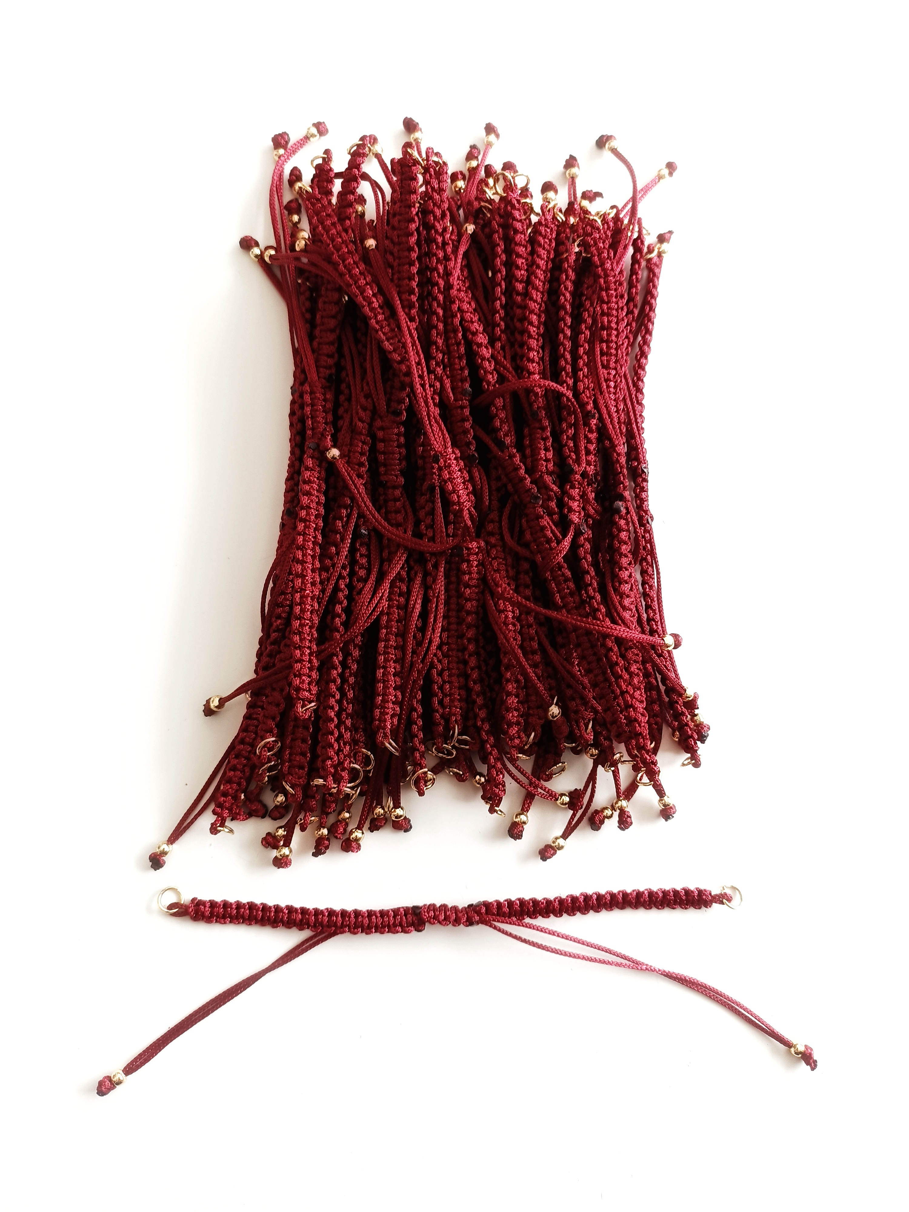 Hazır Asansörlü Makrome Örgü Bileklik İpi Bordo