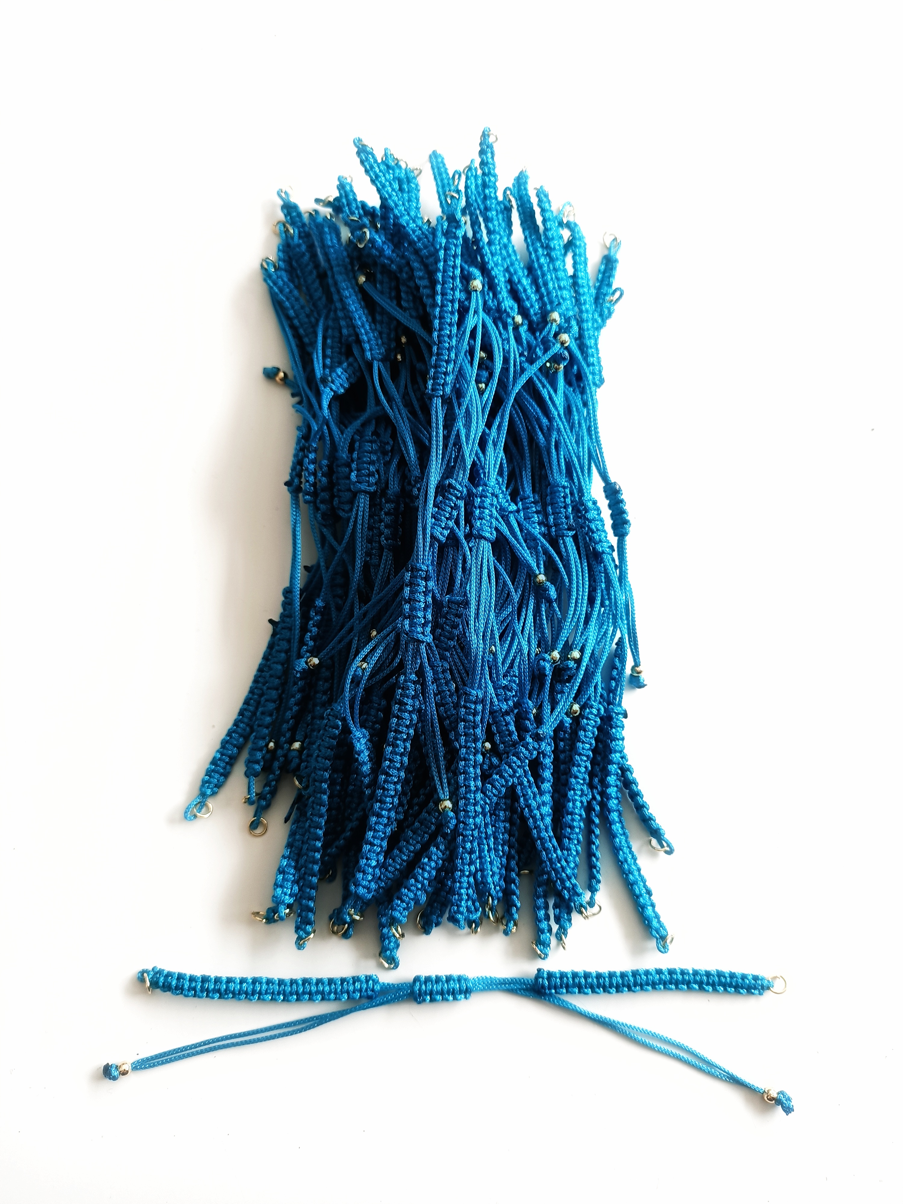 Hazır Asansörlü Makrome Örgü Bileklik İpi Mavi