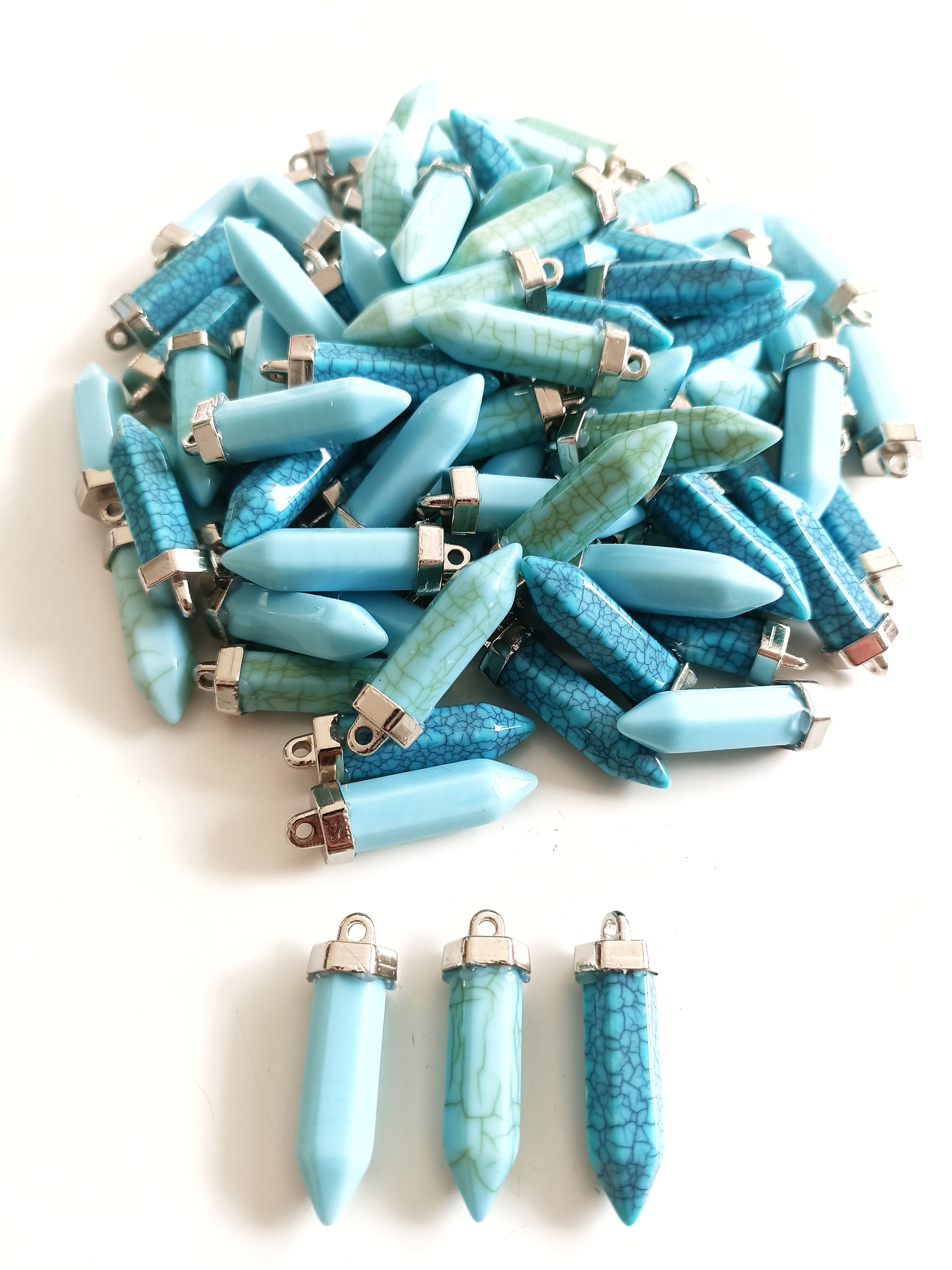 Plastik Pandül Takı Uçları Turkuaz