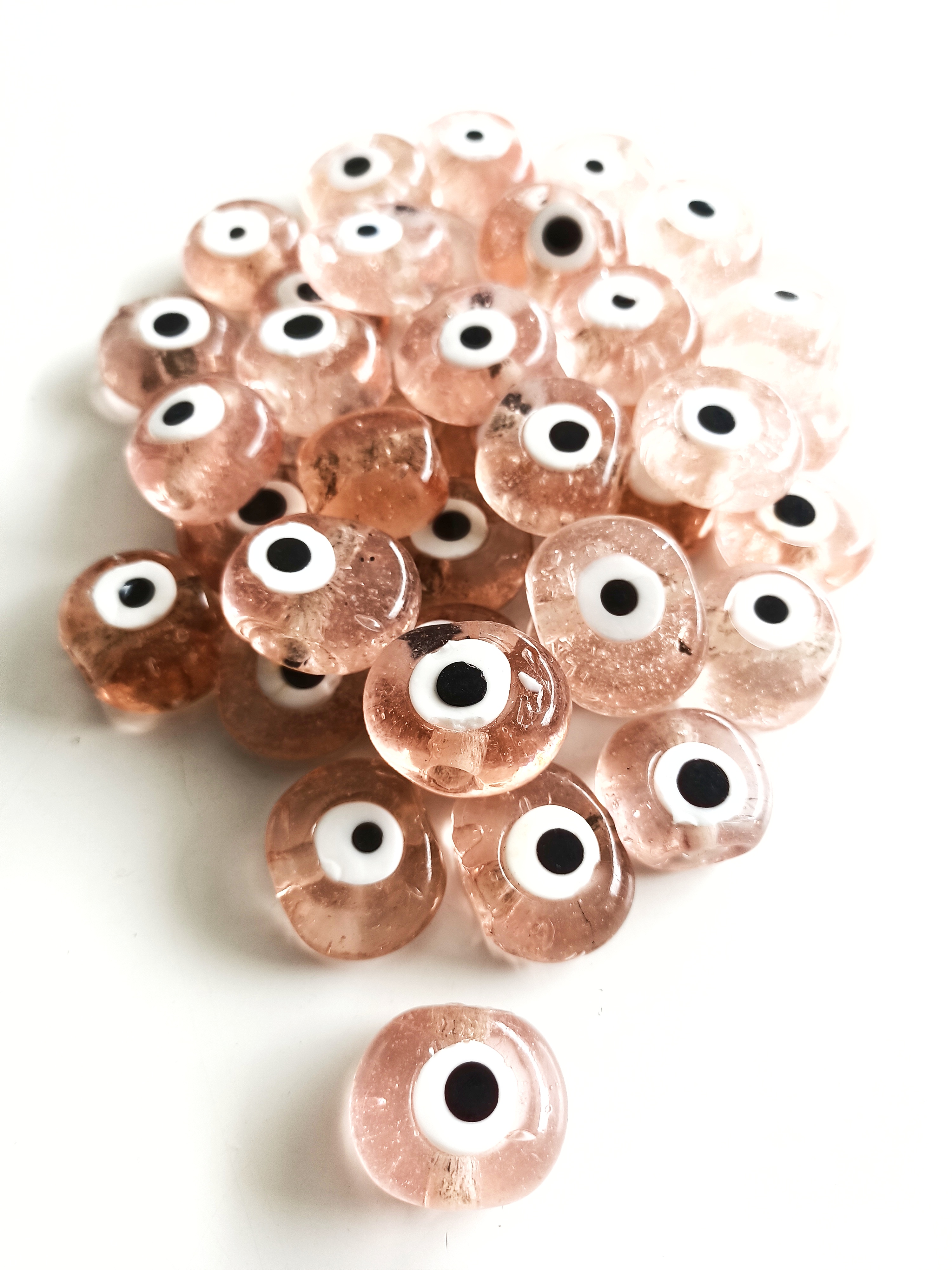 Cam Nazar Boncuk Şeffaf Somon