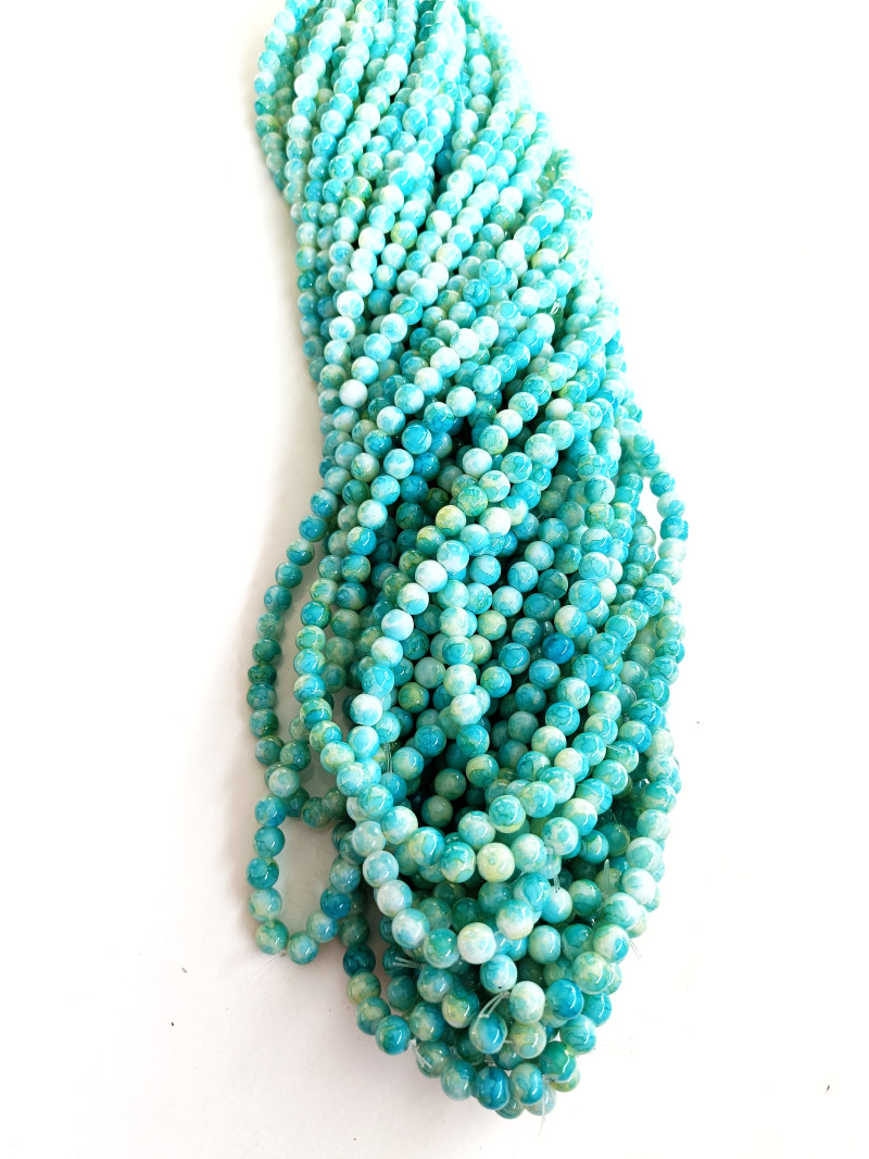 Yeşil Desenli 8mm. Dizi Cam Boncuk