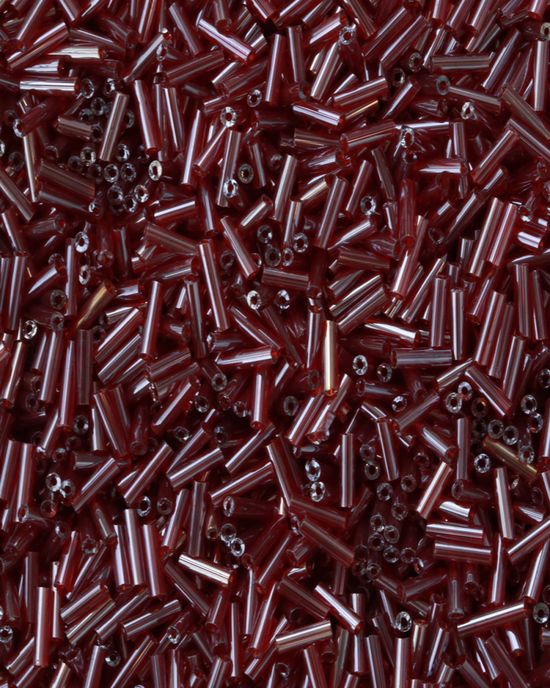 Şeffaf Bordo Uzun Boru Kesme Boncuk Boru0123