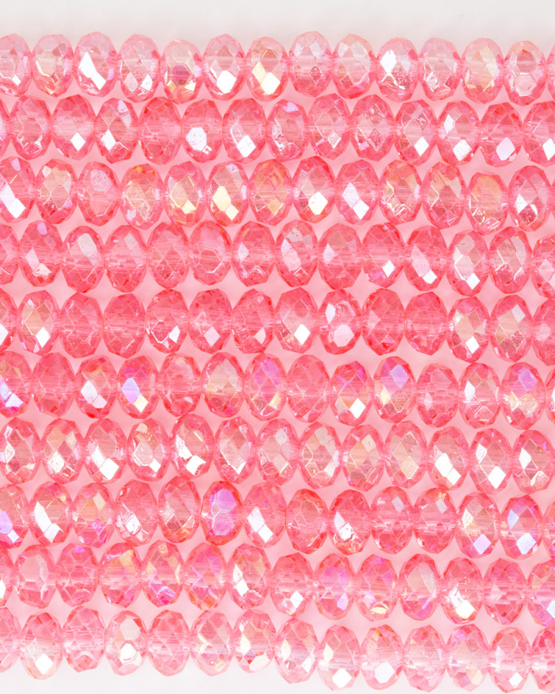 Şeffaf Pembe 6mm Kristal Boncuklar Krs0193