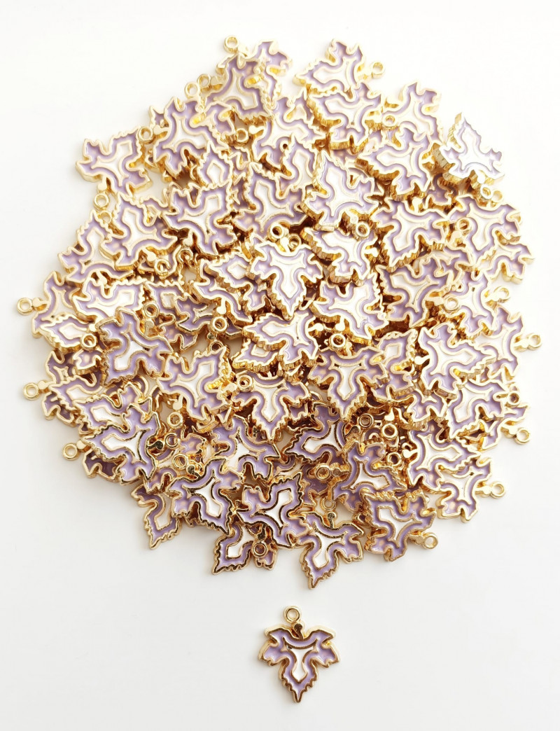 Mor Mineli Yaprak Kolye Ucu