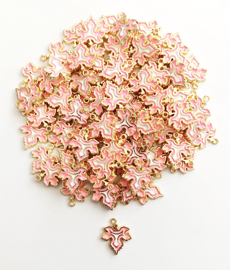 Pembe Mineli Yaprak Kolye Ucu