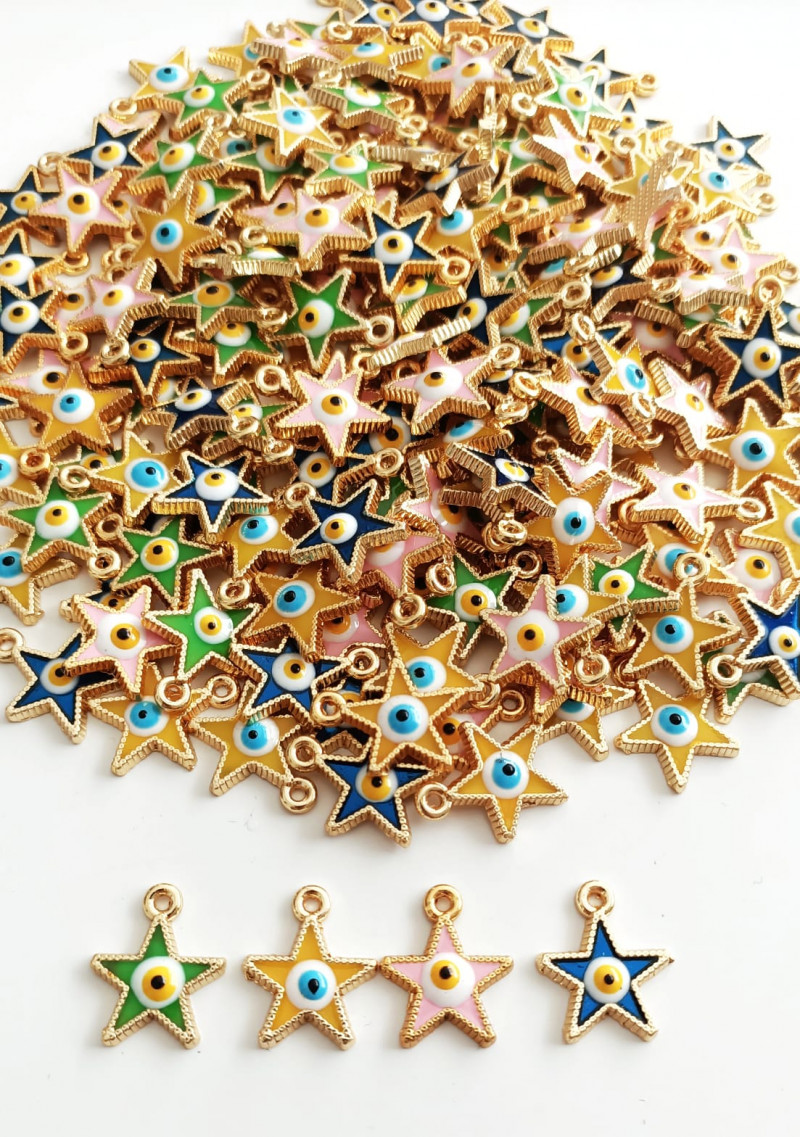 Gold Mineli  Nazarlıklı Yıldız Takı Ucu