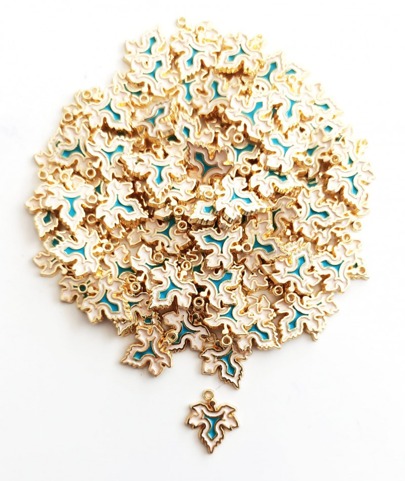 Beyaz Mineli Yaprak Kolye Ucu