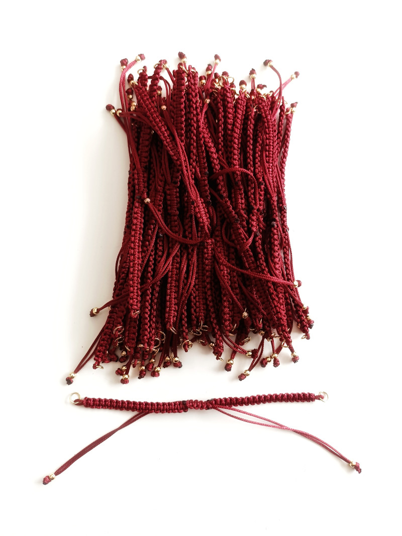 Hazır Asansörlü Makrome Örgü Bileklik İpi Bordo