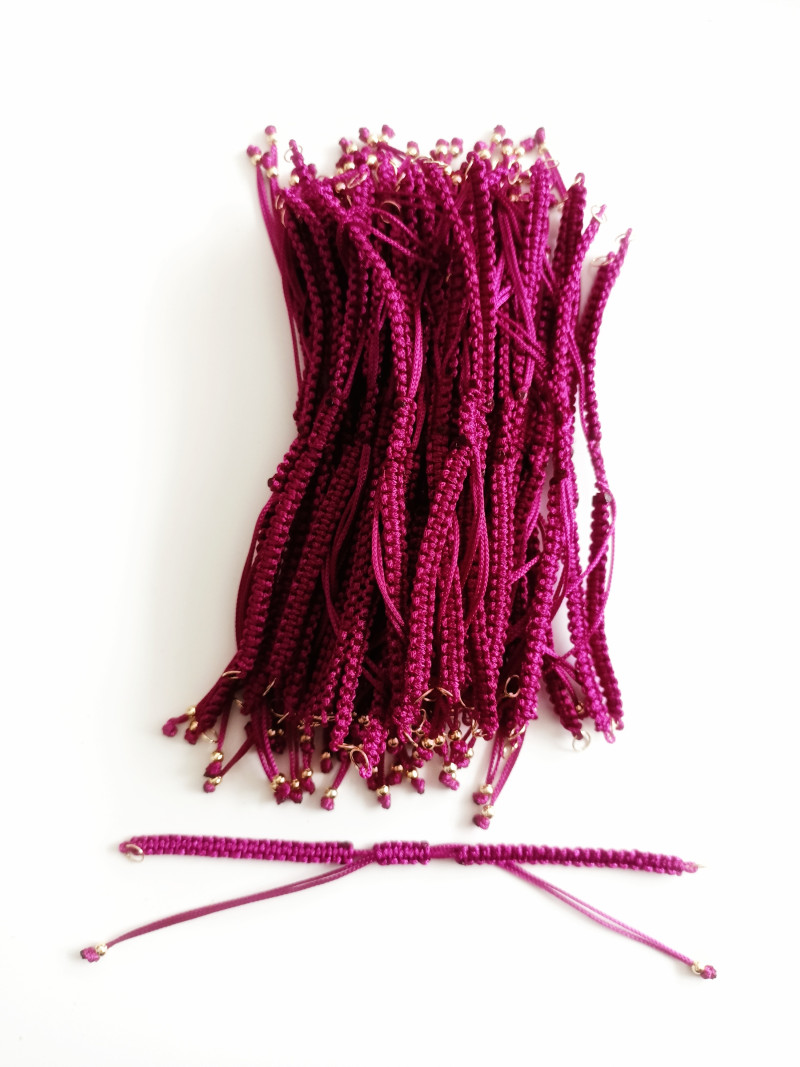 Hazır Asansörlü Makrome Örgü Bileklik İpi Koyu Fuşya