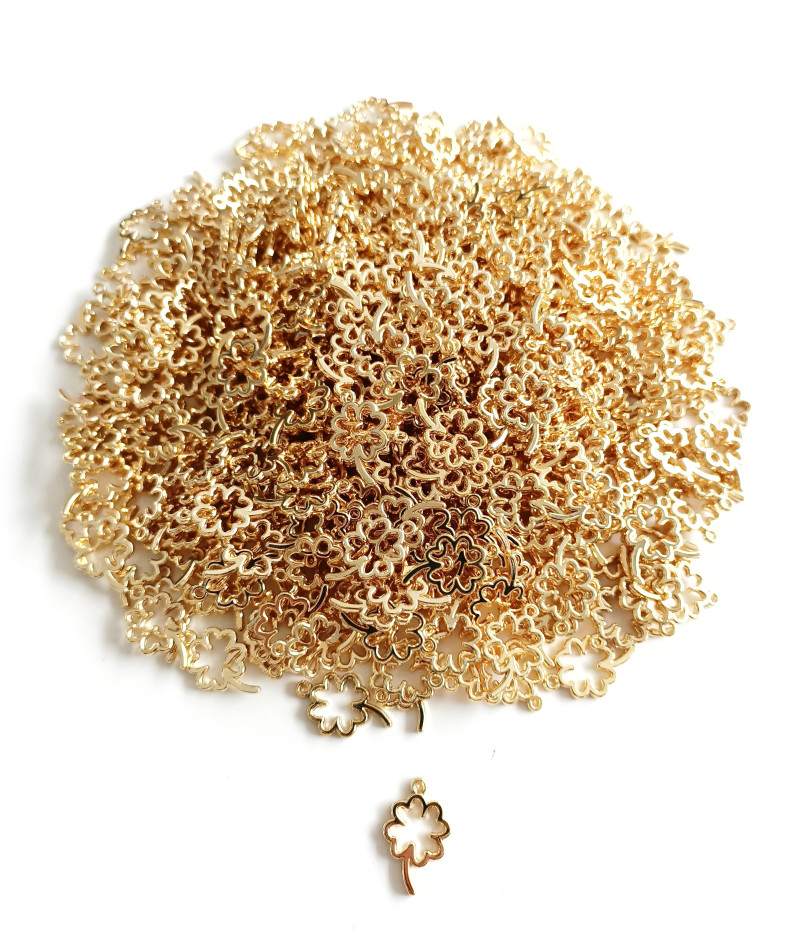 Gold Mini Yonca Figür Takı Uçları