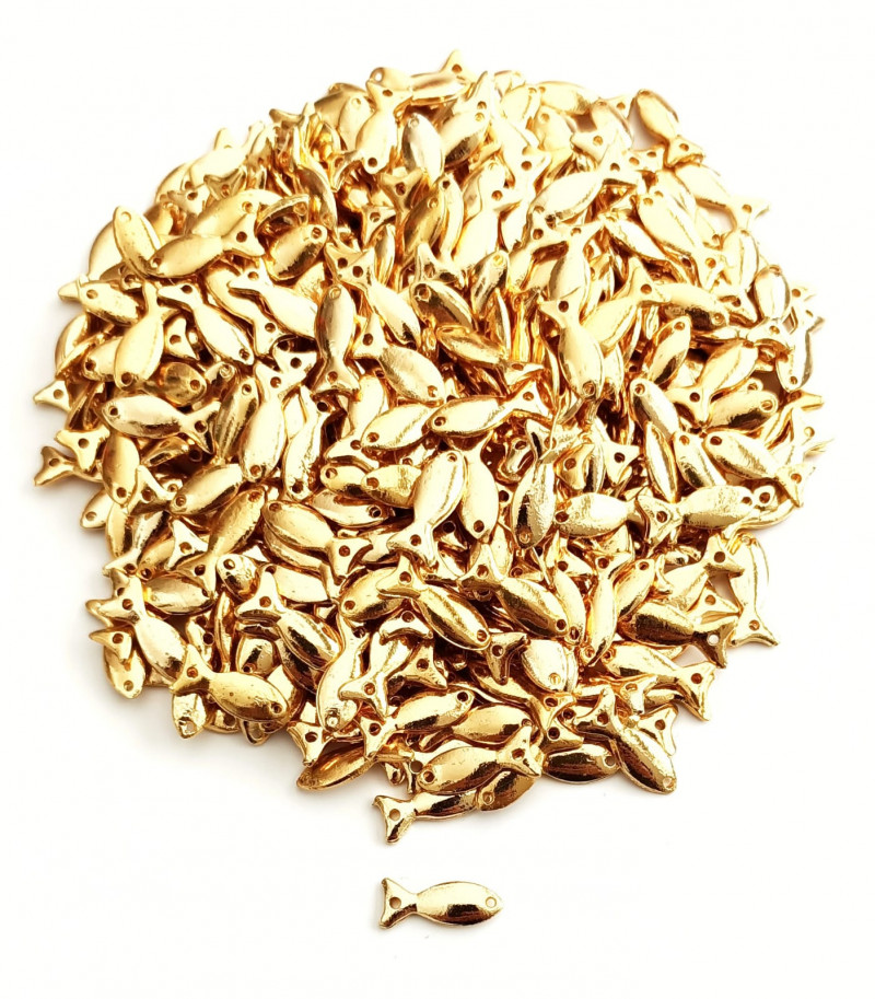  Altın Kaplama Çift Delik Balık Kolye-Bileklik Ucu